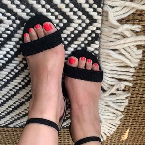 Black ankle strap heel